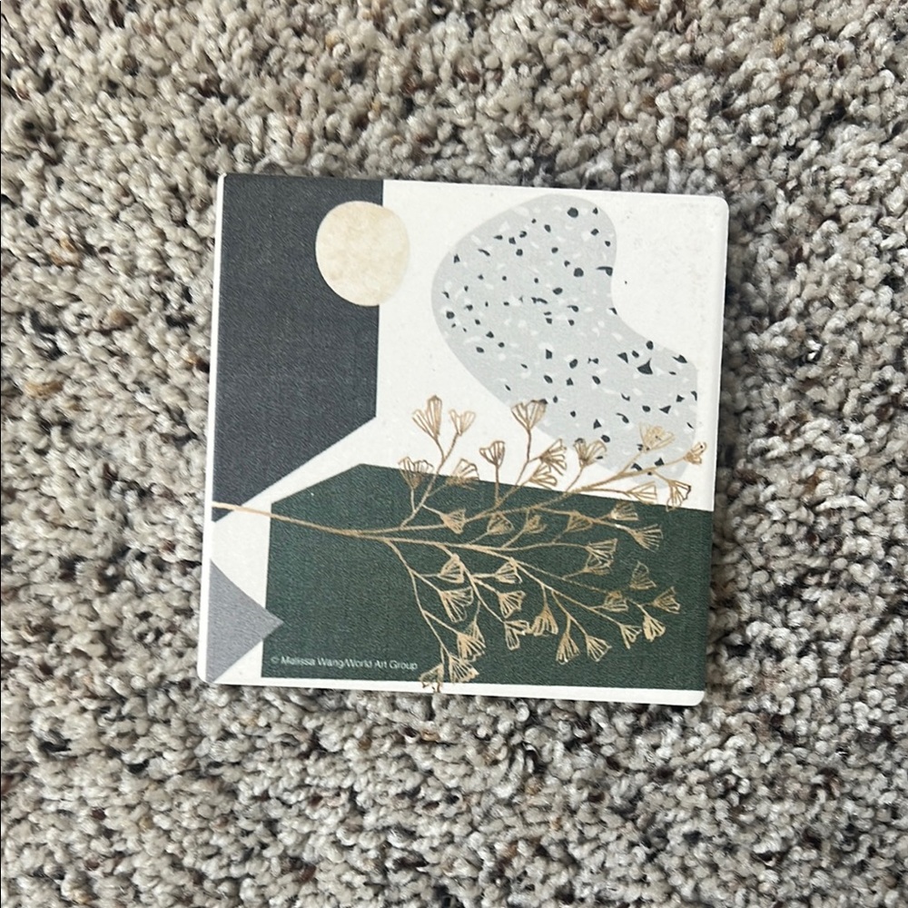 Abstract Art Coaster with Botanical Design
